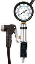 CycloSpirit bike tire inflator with a 2 inch dial gauge reading 0 to 160 psi, and its auto-select valve head