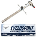 CycloSpirit derailleur hanger alignment gauge above its retail box