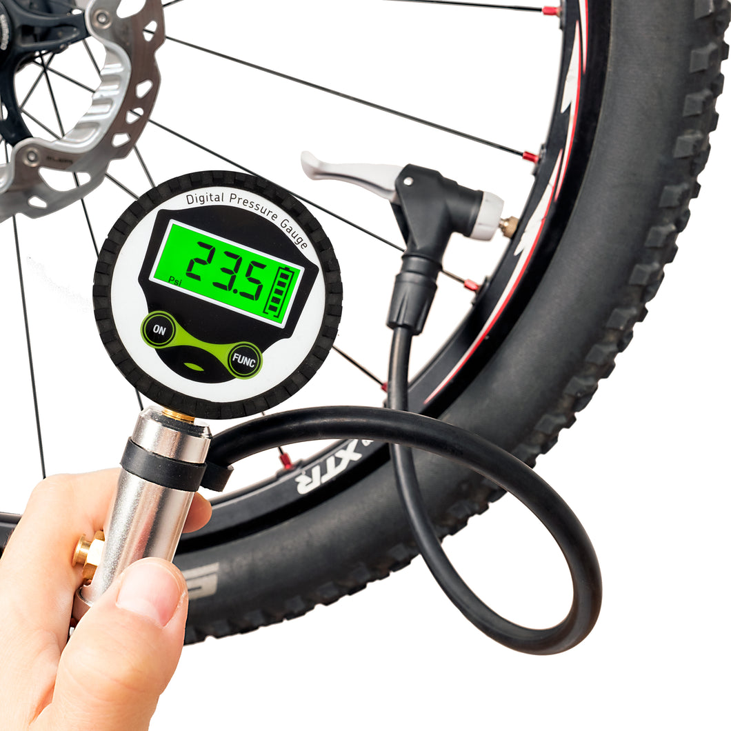 CycloSpirit Digital Bicycle Tire Inflator Gauge with Auto-Select Valve Type - Presta and Schrader Air Compressor Tool…